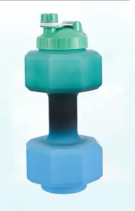 Dumbbell water bottle side view