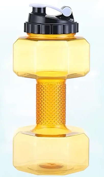 Dumbbell water bottle packaging view